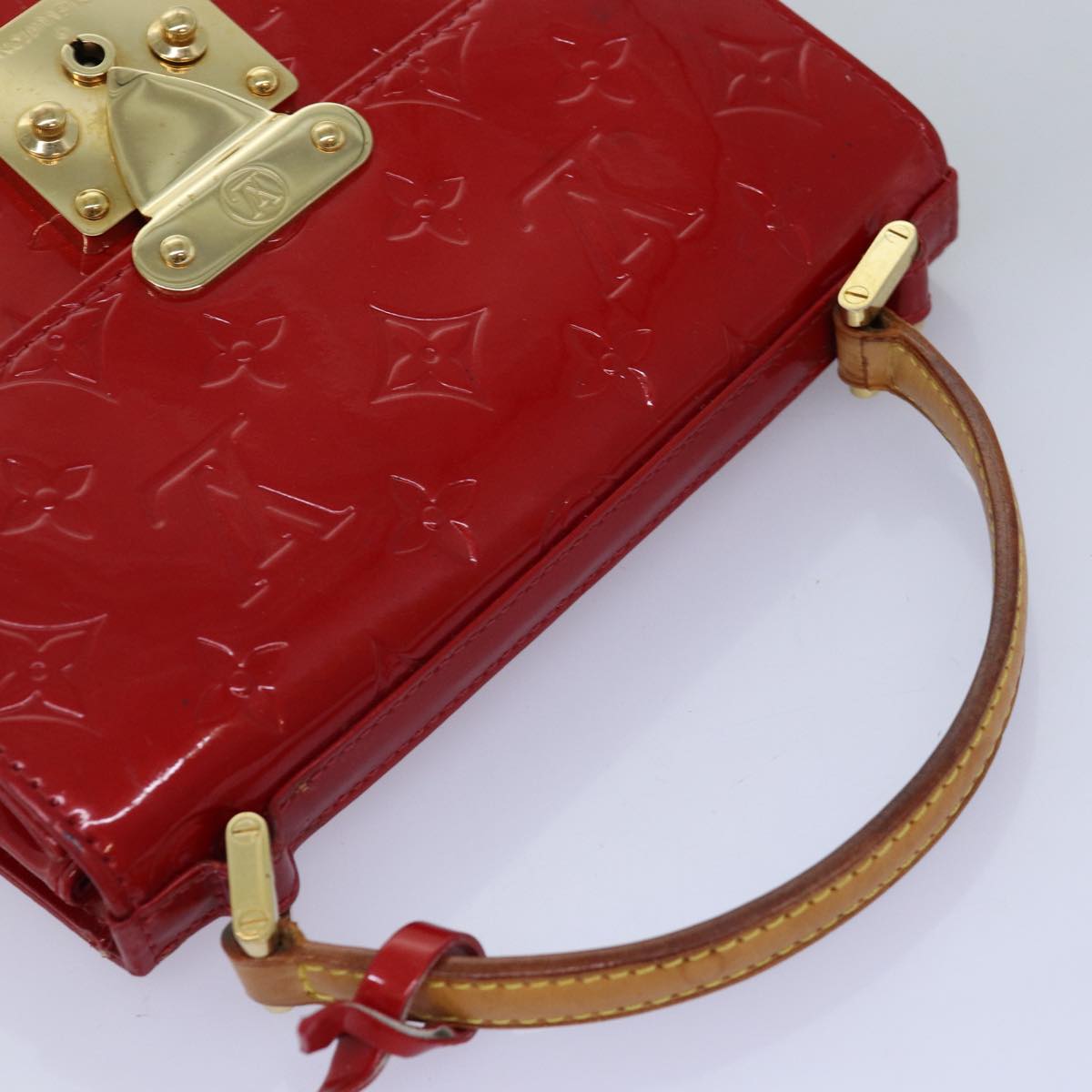 LOUIS VUITTON Monogram Vernis Spring Street Hand Bag Red M91135 LV 76599