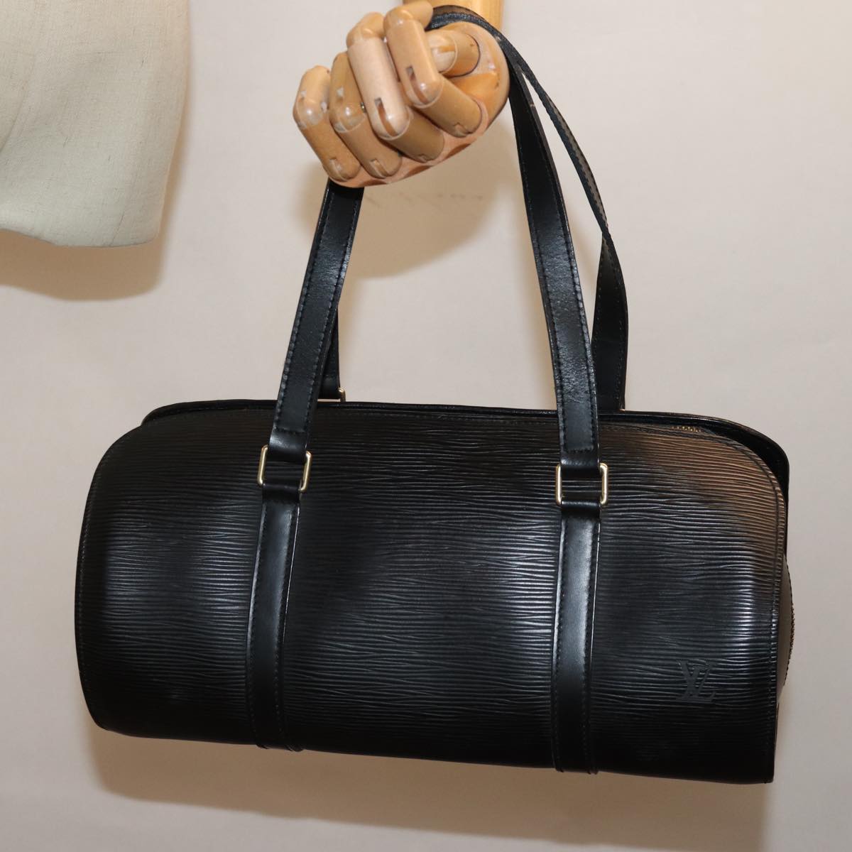 LOUIS VUITTON Epi Soufflot Hand Bag Black M52222 LV 76606