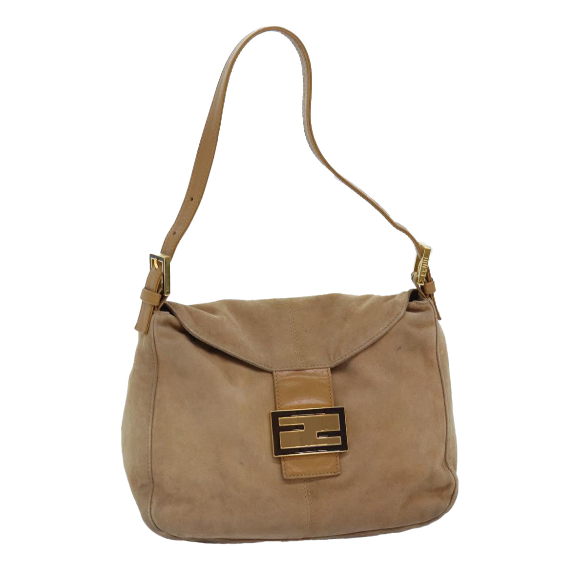 Luxury Fendi Mamma Baguette Shoulder Bag Suede Beige76610