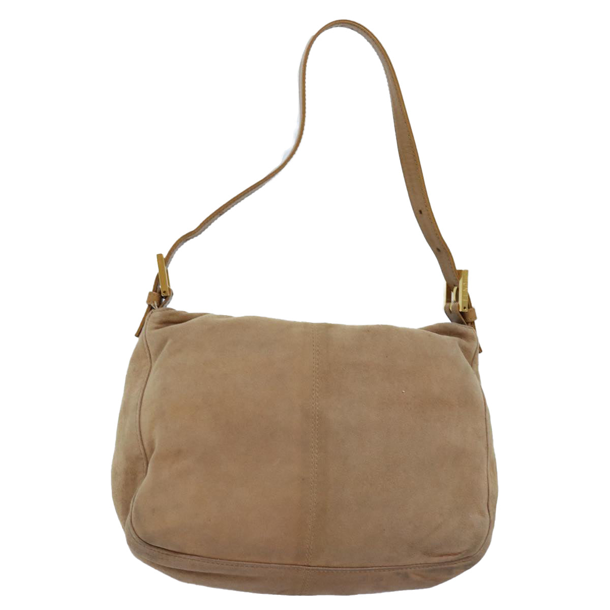 Luxury Fendi Mamma Baguette Shoulder Bag Suede Beige76610