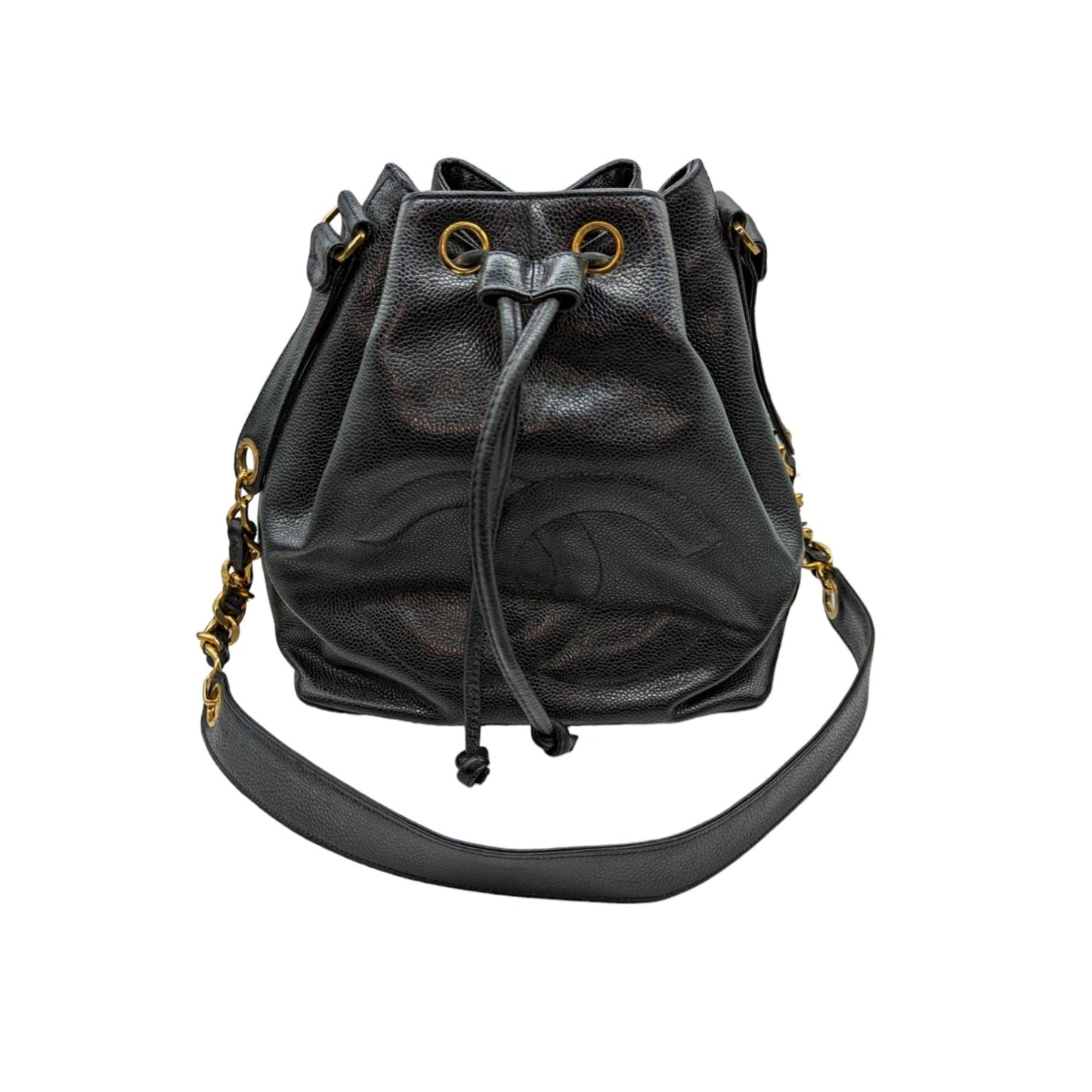 Luxury Chanel bag Vintage Grained Calfskin Timeless Drawstring Bucket Bag