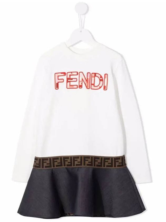 Luxury Fendi Kids Women Logo Cotton Dress JFB473 AEZQ F0ZNM