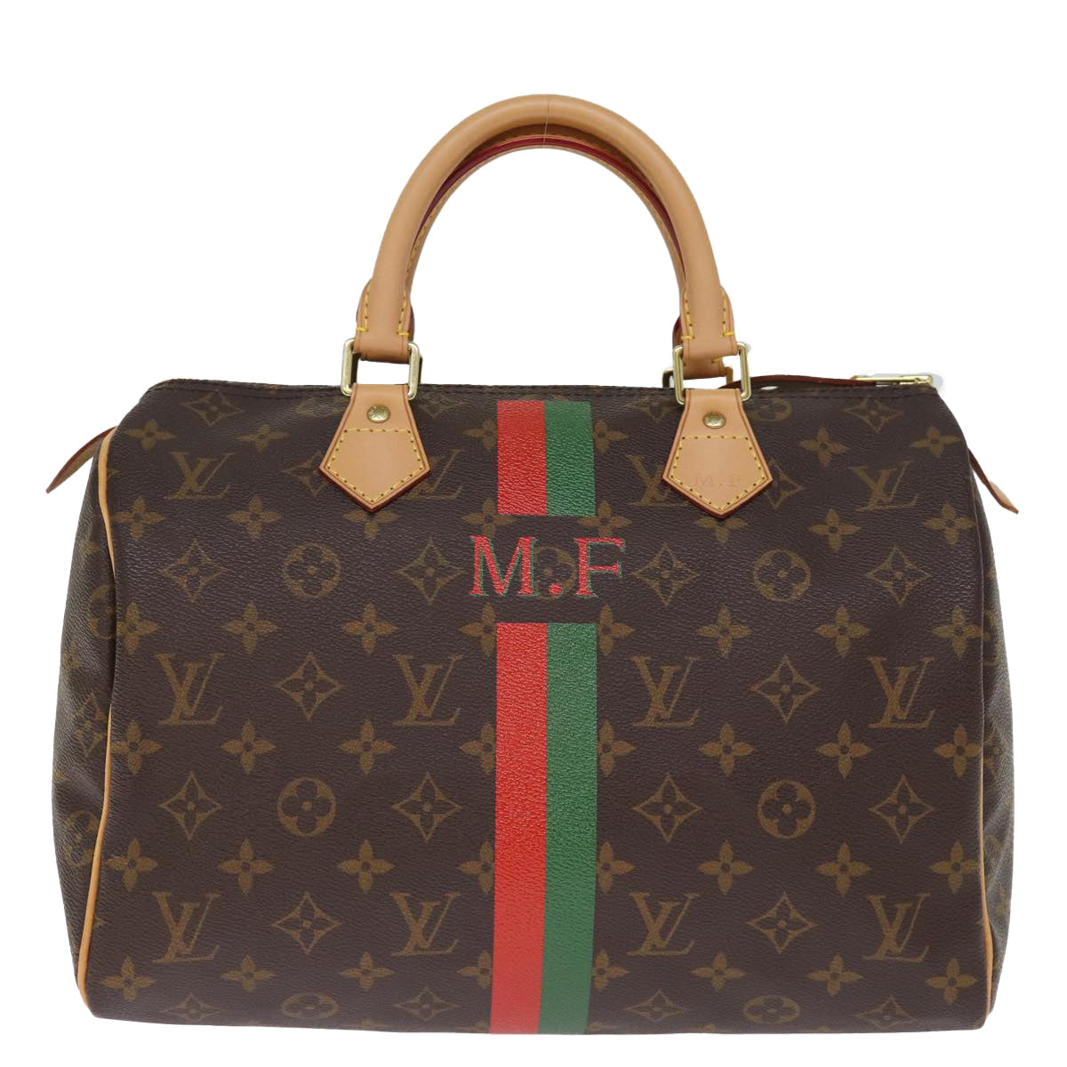 LOUIS VUITTON Monogram My LV Heritage Speedy 30 Hand Bag Red Green LV 76750