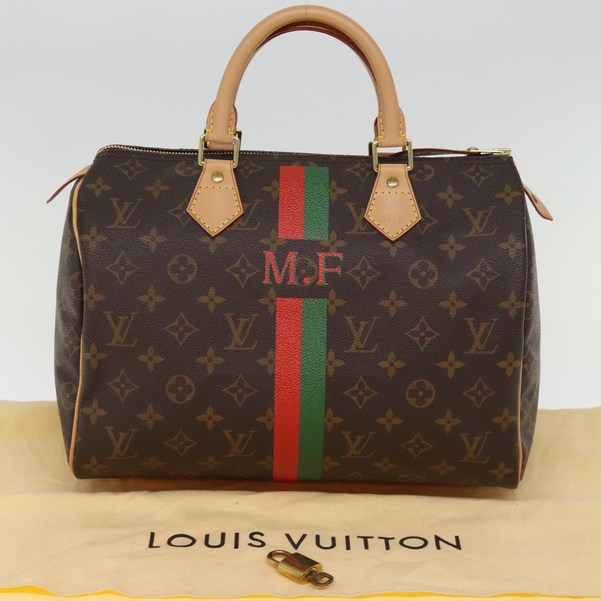 LOUIS VUITTON Monogram My LV Heritage Speedy 30 Hand Bag Red Green LV 76750