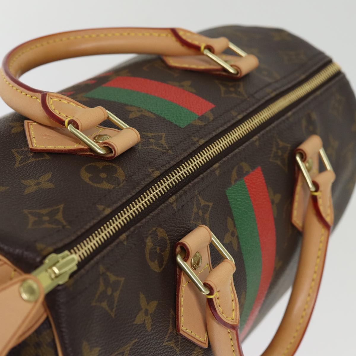 LOUIS VUITTON Monogram My LV Heritage Speedy 30 Hand Bag Red Green LV 76750