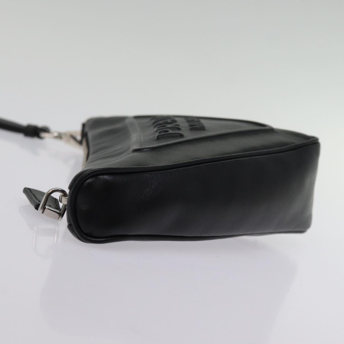 Luxury PradaTriangle Clutch Bag Leather Black 76762A