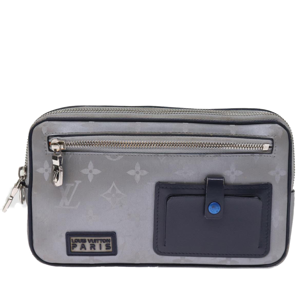 LOUIS VUITTON Monogram Satellite Alpha Clutch Bag Silver M44171 LV 76789