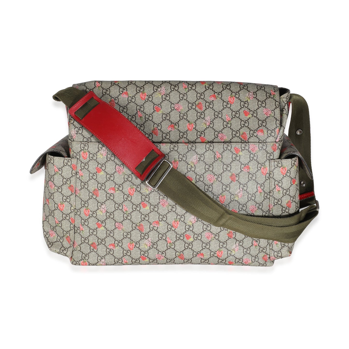 Gucci Beige GG Supreme Strawberry Canvas Diaper Bag