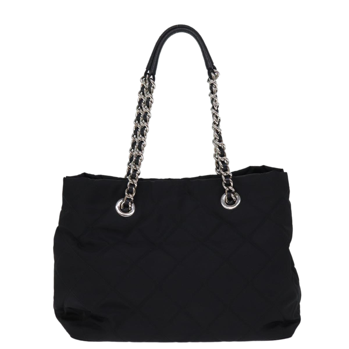 Luxury PradaChain Shoulder Bag Nylon 2way Black 76803
