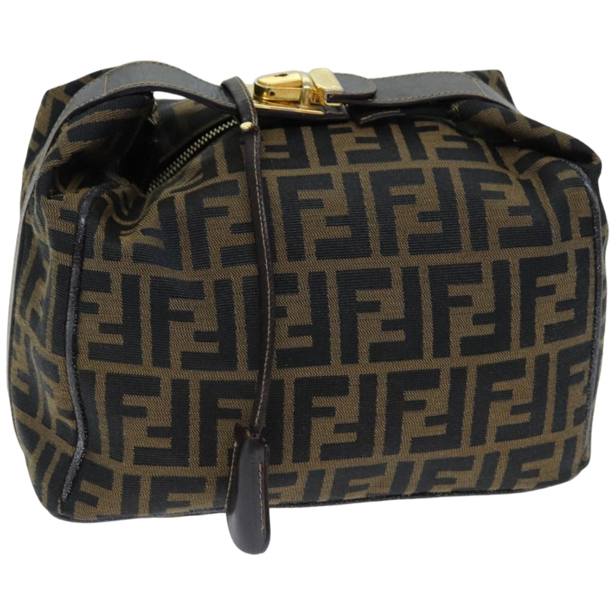 Luxury Fendi Zucca Canvas Vanity Cosmetic Pouch Brown Black76814