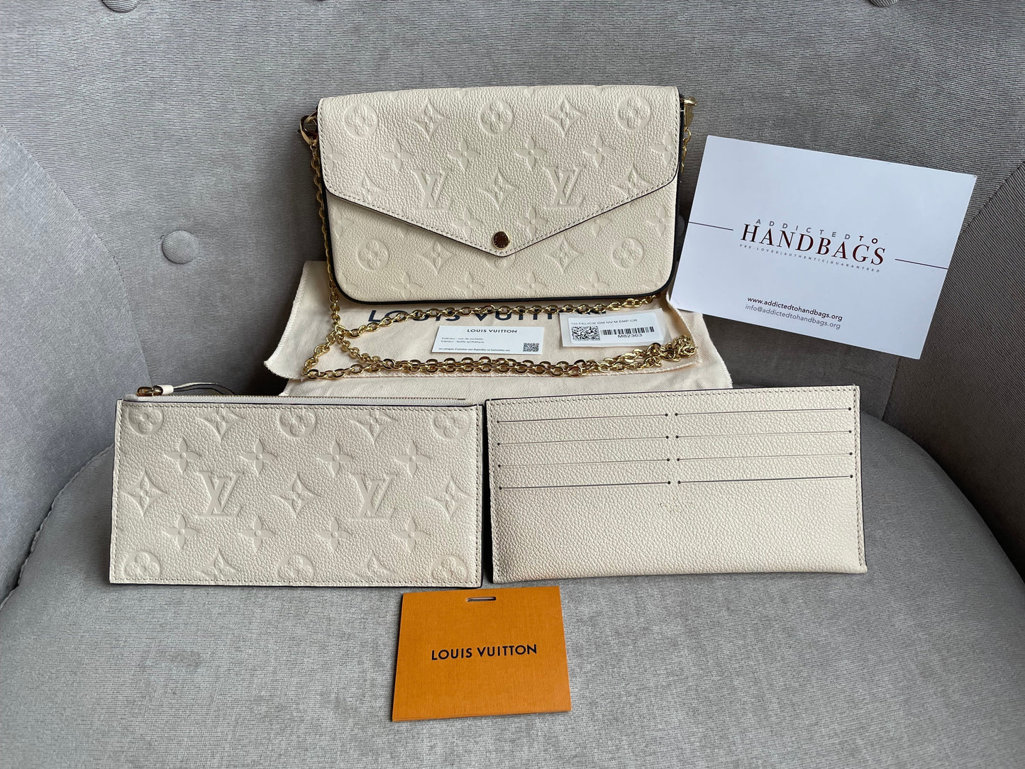 Louis Vuitton Felicie Pochette Cream Empreinte Monogram (RRP £1160)