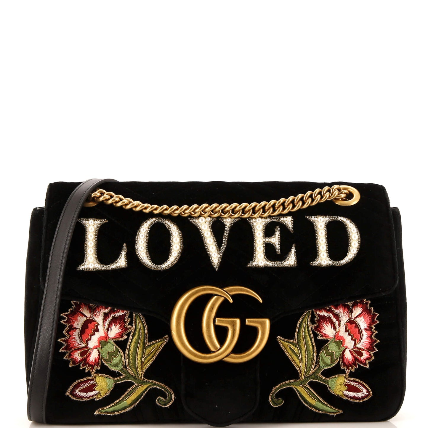 Luxury Gucci Trending 2025 GG Marmont Flap Bag Embroidered Matelasse Velvet Medium