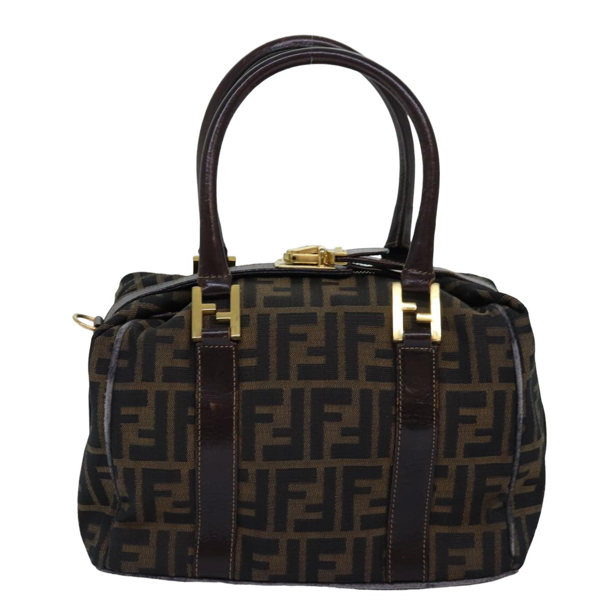 Luxury Fendi Zucca Canvas Hand Bag 2way Brown Black76858