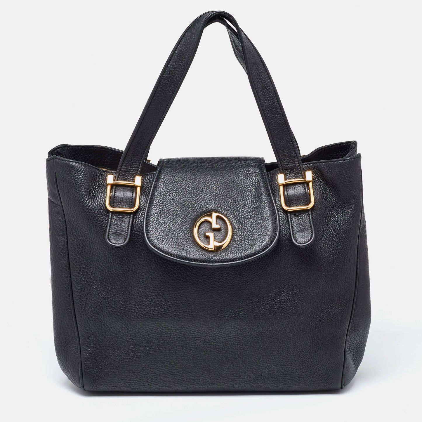 Luxury Gucci Trending 2025 Black Pebbled Leather 1973 Tote