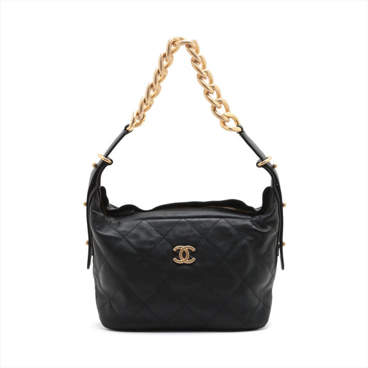 Chanel Lambskin  Chain Shoulder Bag Black G  AS2910 ay