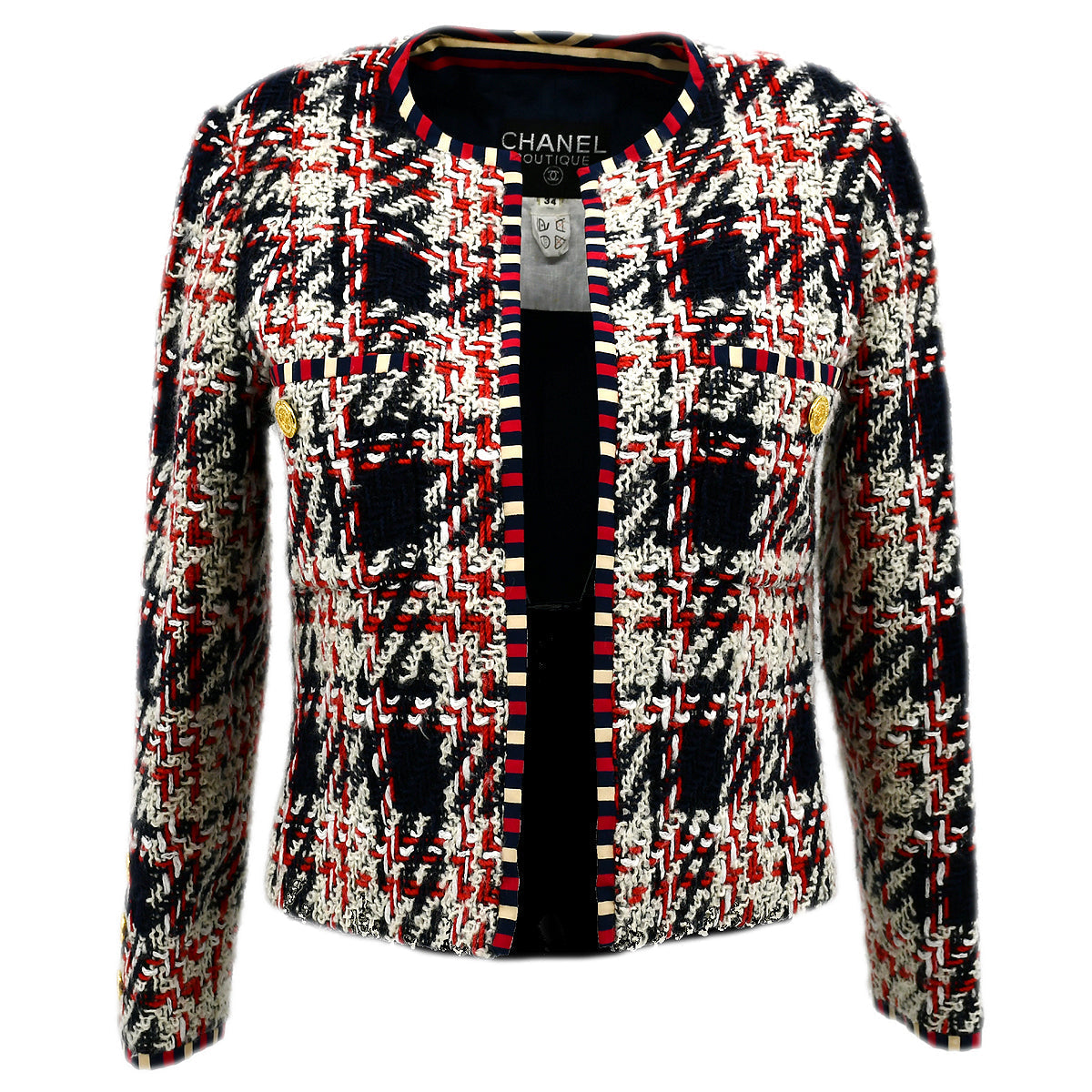 Luxury Chanel Collarless Jacket Red #38