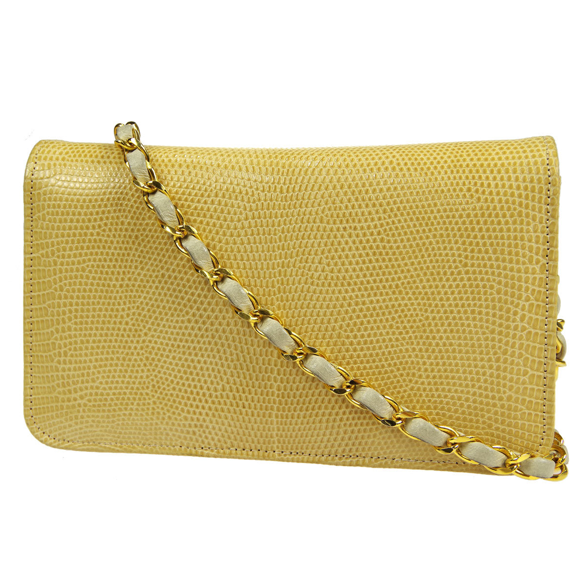 Luxury Chanel * 1986-1988 Pushlock Full Flap Mini Beige Lizard Skin