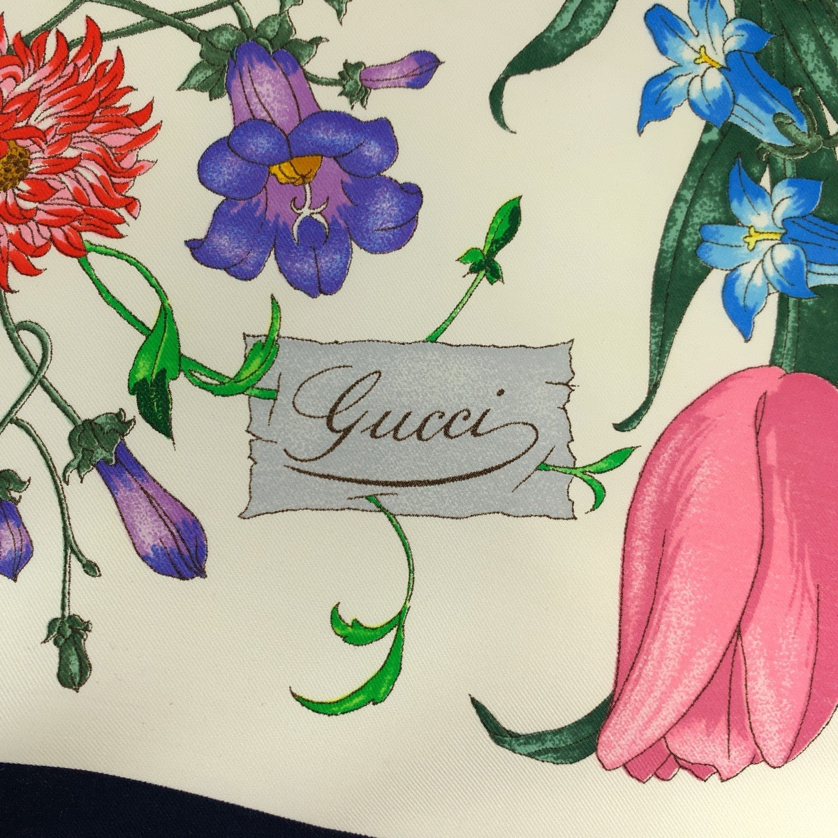 Gucci Flora Silk Scarf Navy Multicolor