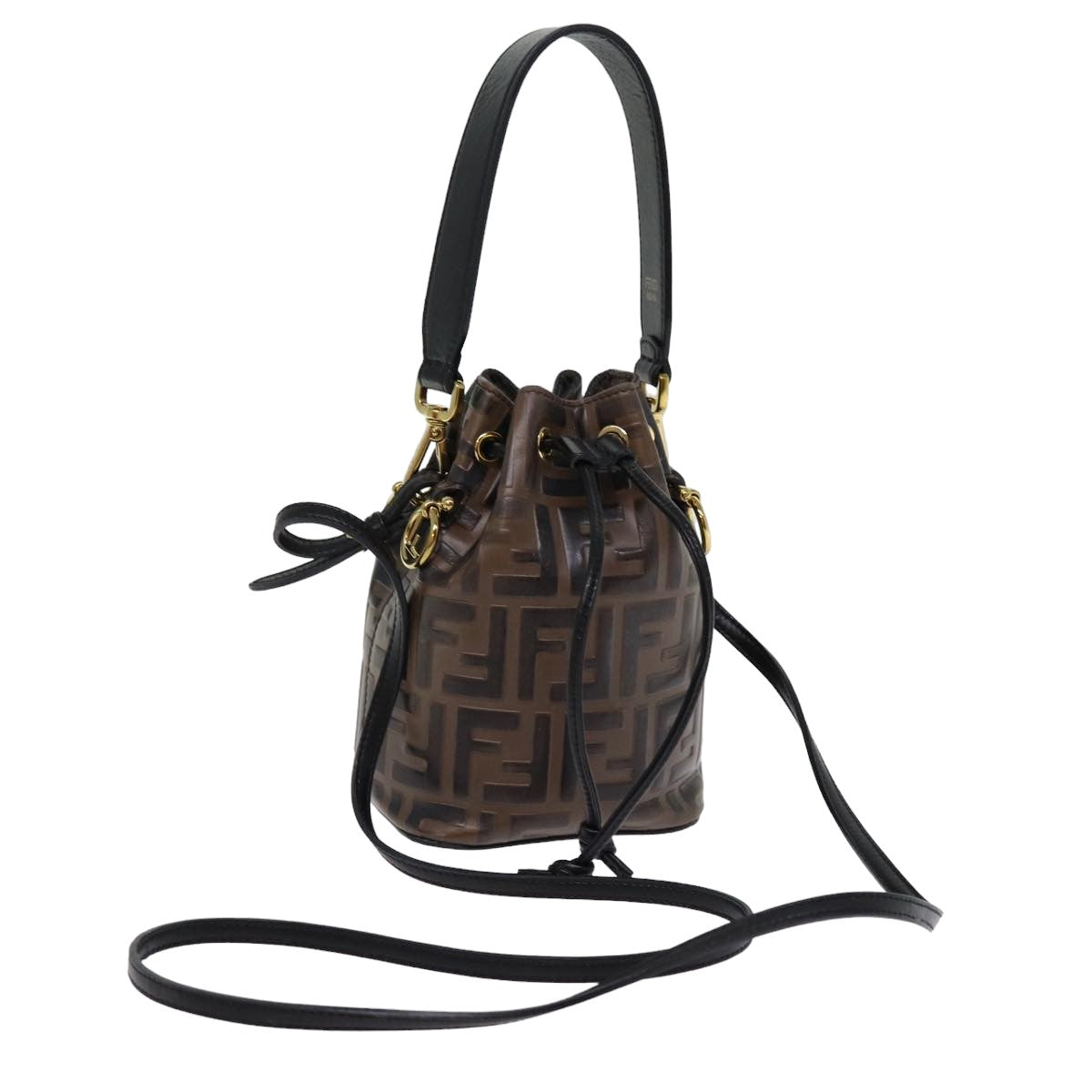 Luxury Fendi Zucca Canvas Mont Tresor Mini Shoulder Bag 2way Brown77005