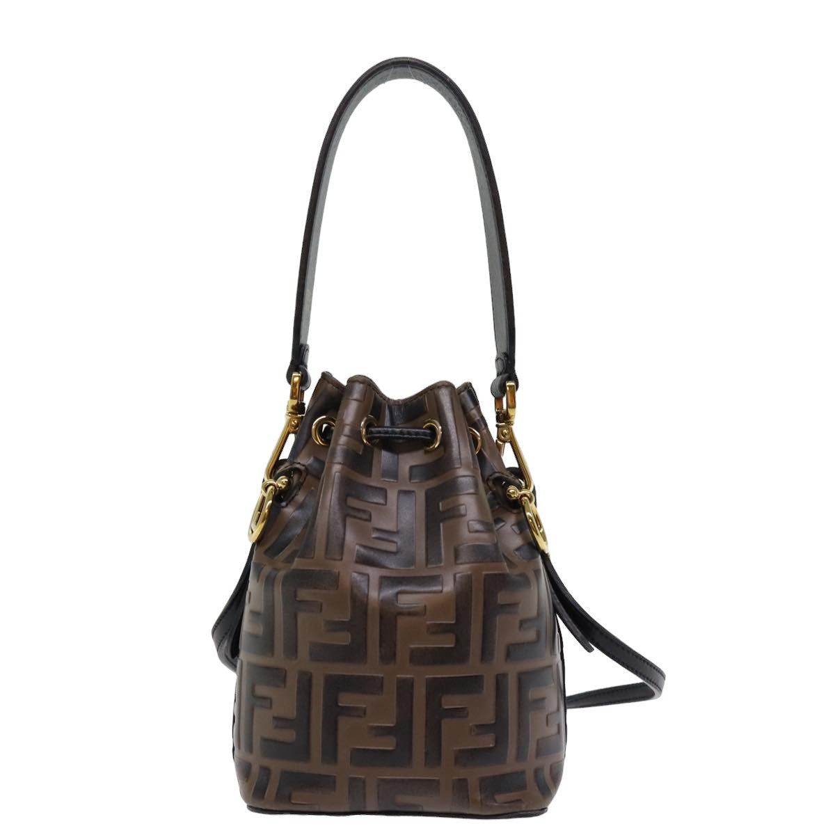 Luxury Fendi Zucca Canvas Mont Tresor Mini Shoulder Bag 2way Brown77005
