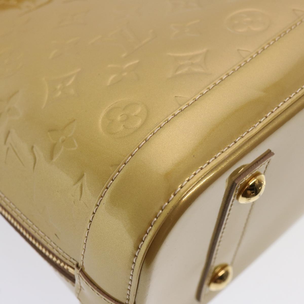 LOUIS VUITTON Monogram Vernis Alma PM Hand Bag Beige Poodle M91751 LV 77194