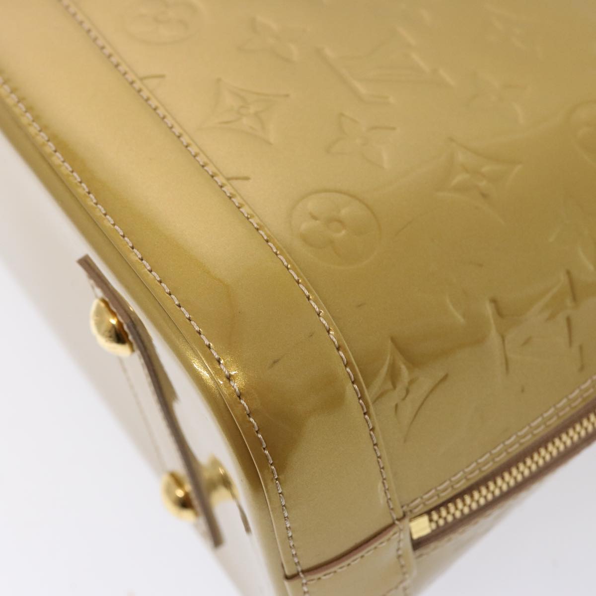 LOUIS VUITTON Monogram Vernis Alma PM Hand Bag Beige Poodle M91751 LV 77194