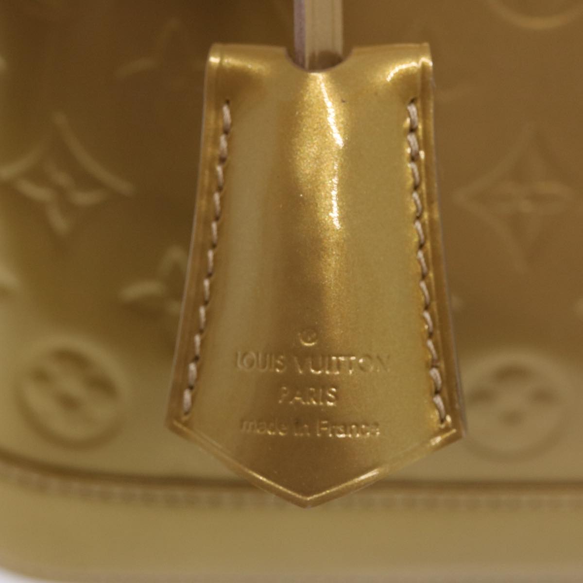 LOUIS VUITTON Monogram Vernis Alma PM Hand Bag Beige Poodle M91751 LV 77194