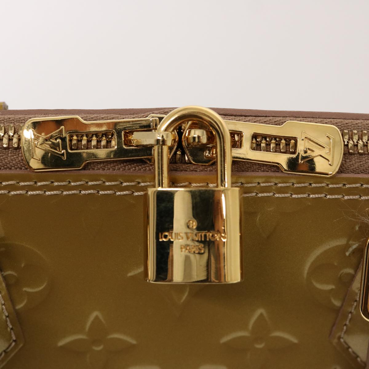 LOUIS VUITTON Monogram Vernis Alma PM Hand Bag Beige Poodle M91751 LV 77194
