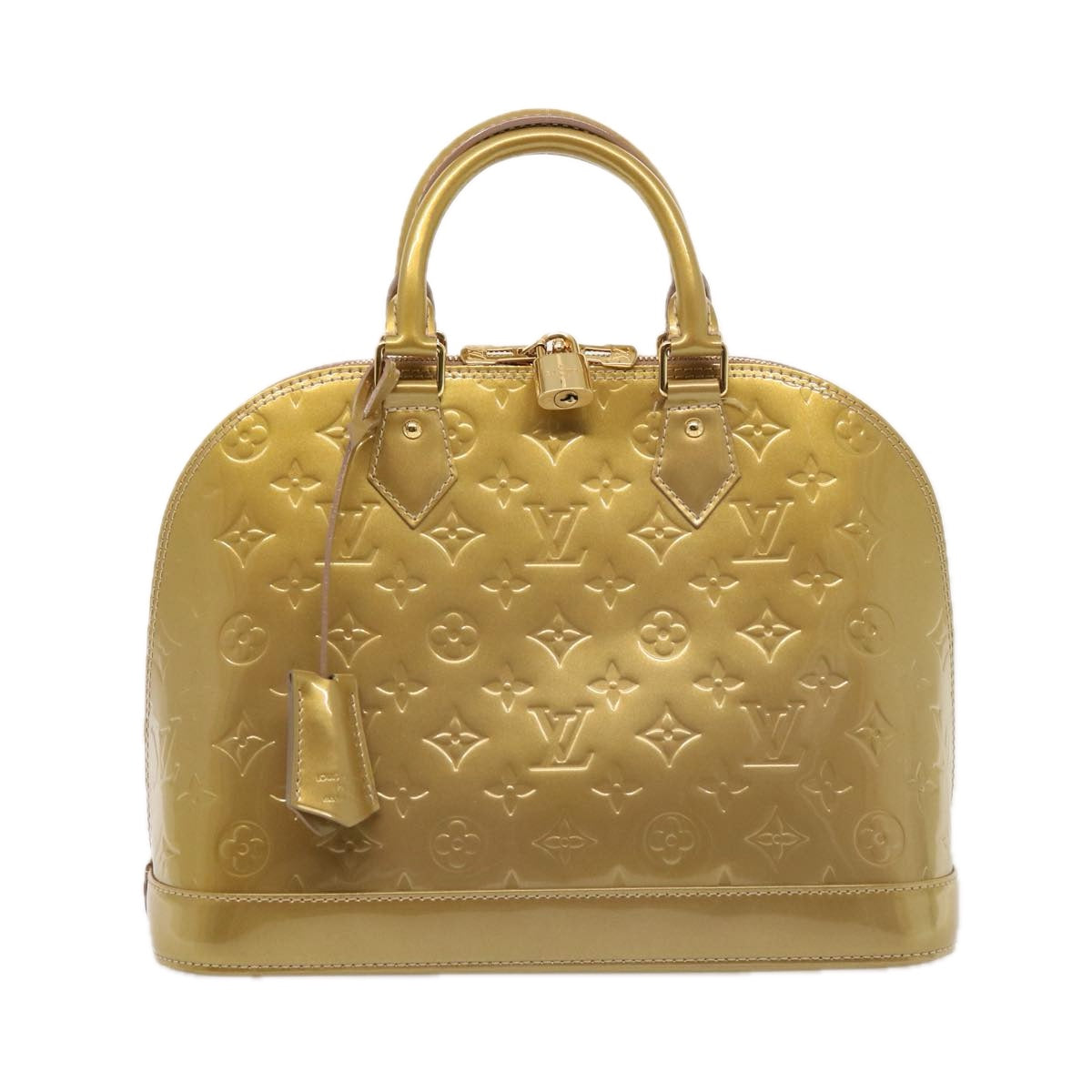 LOUIS VUITTON Monogram Vernis Alma PM Hand Bag Beige Poodle M91751 LV 77194