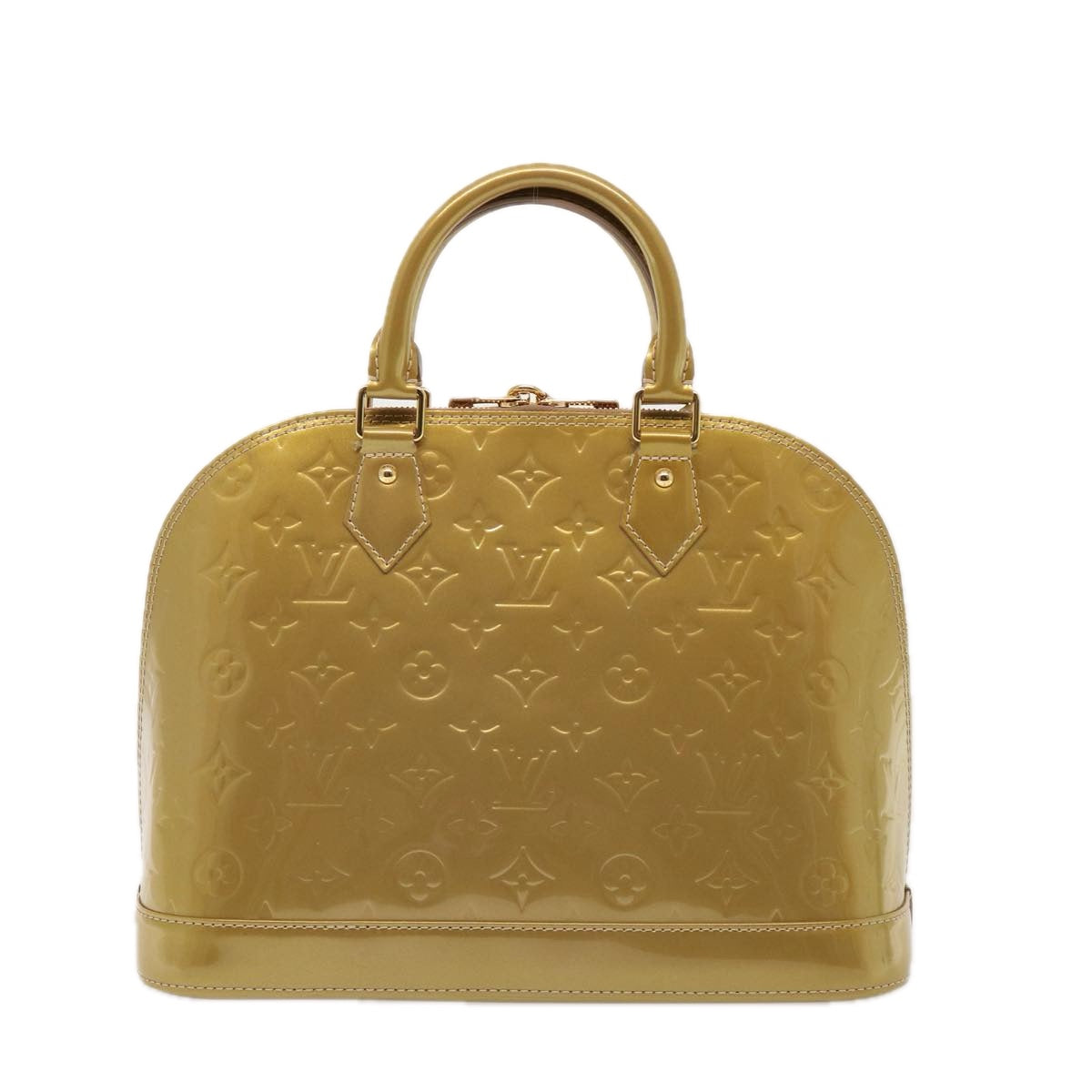 LOUIS VUITTON Monogram Vernis Alma PM Hand Bag Beige Poodle M91751 LV 77194