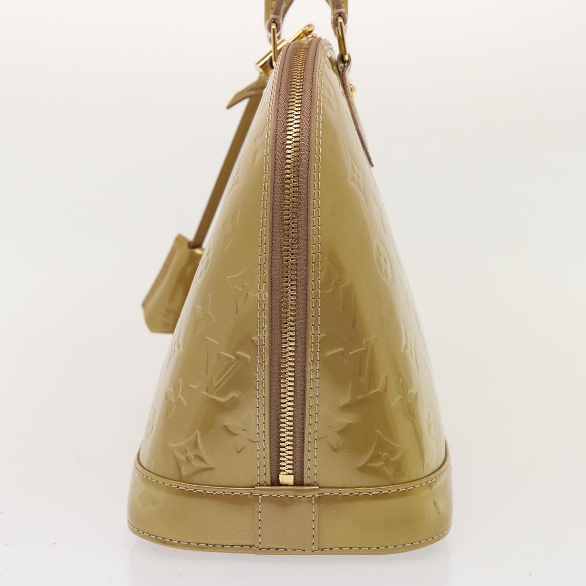 LOUIS VUITTON Monogram Vernis Alma PM Hand Bag Beige Poodle M91751 LV 77194