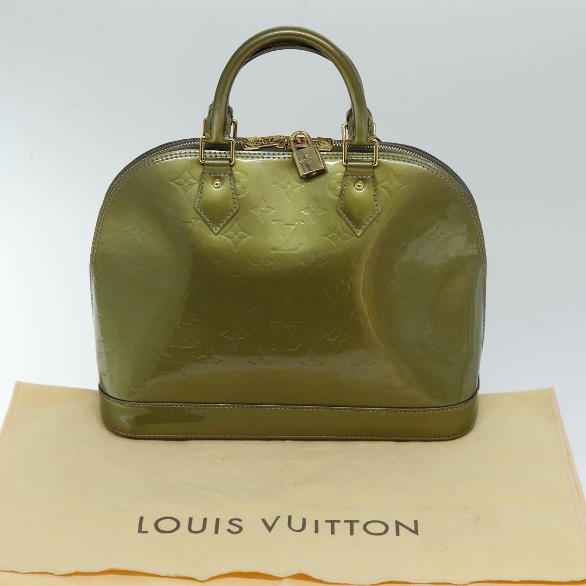 LOUIS VUITTON Monogram Vernis Alma PM Hand Bag Veil Olive M91582 LV 77311