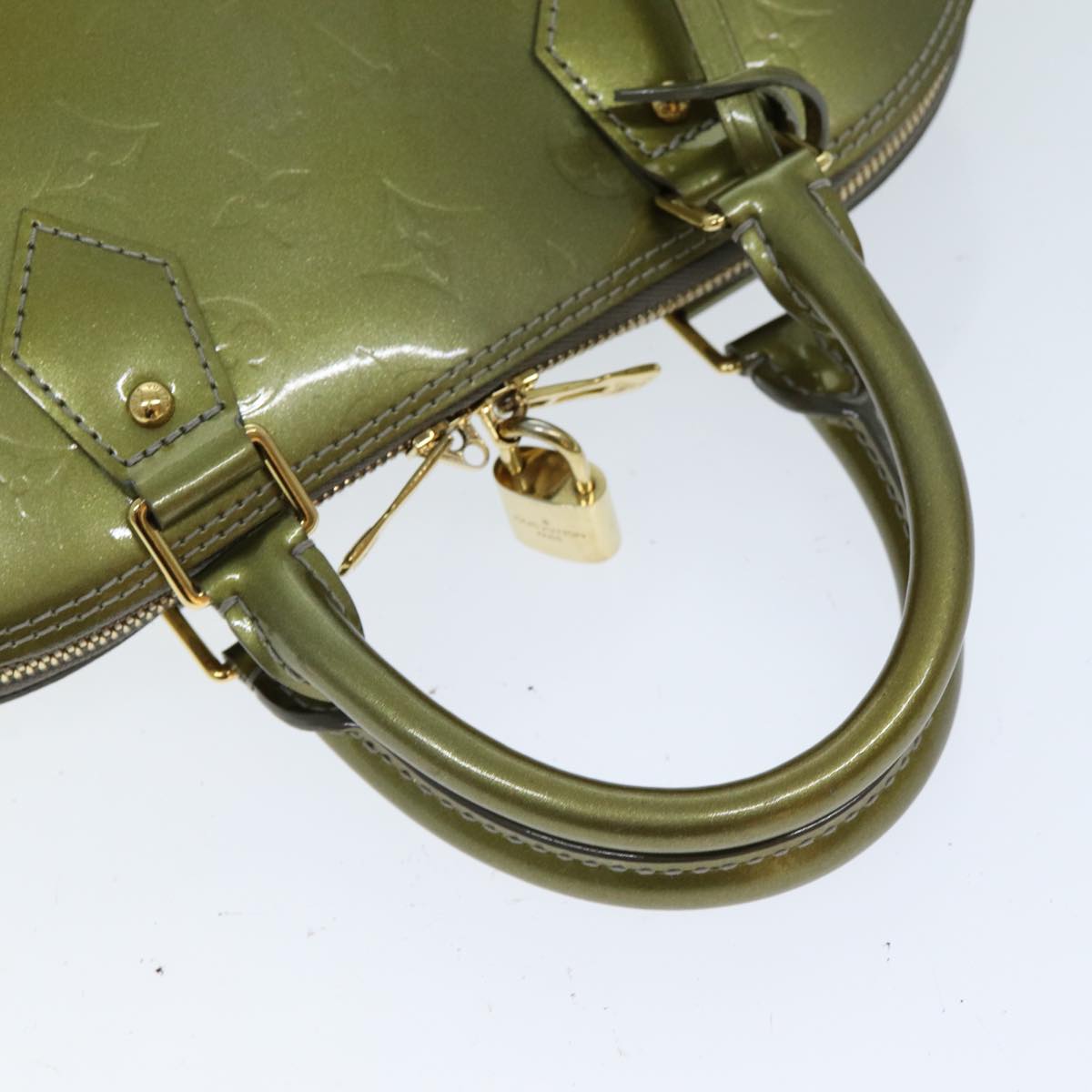 LOUIS VUITTON Monogram Vernis Alma PM Hand Bag Veil Olive M91582 LV 77311