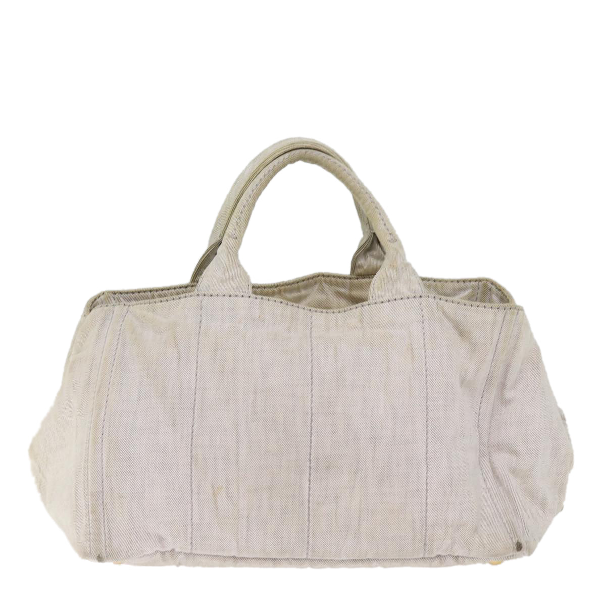 Luxury PradaCanapa MM Hand Bag Canvas 2way Gray 77360