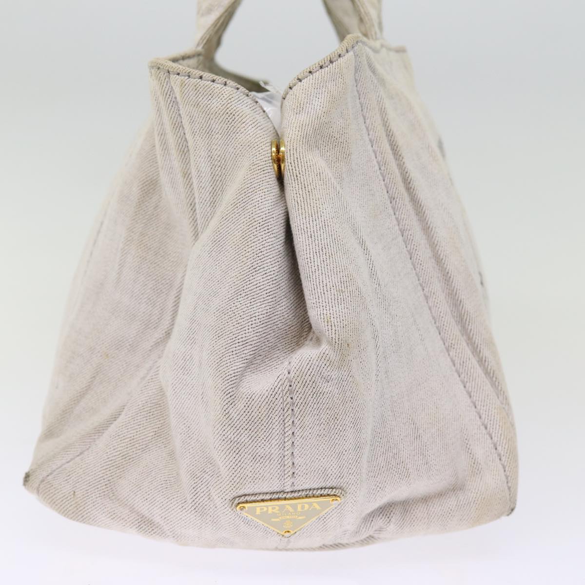 Luxury PradaCanapa MM Hand Bag Canvas 2way Gray 77360