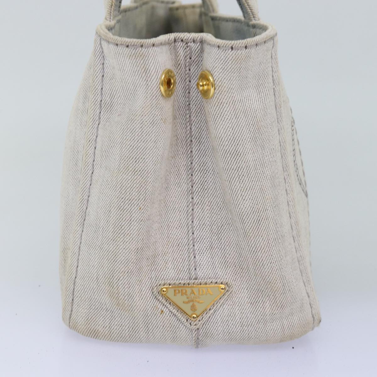 Luxury PradaCanapa PM Hand Bag Canvas 2way White 77362
