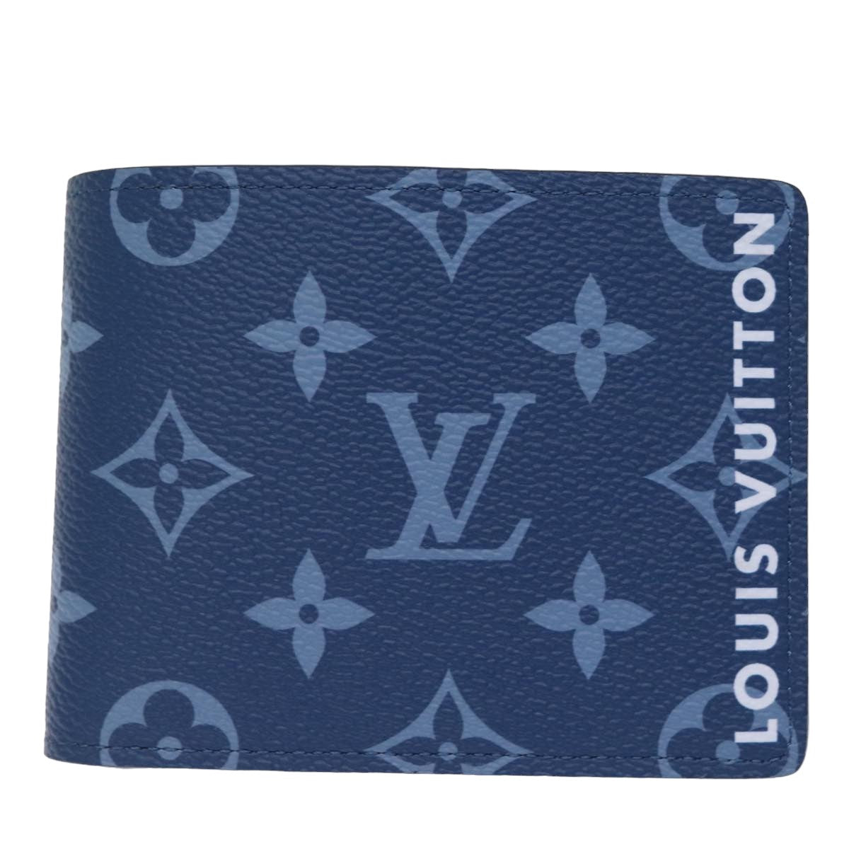 LOUIS VUITTON Monogram Portefeuille Slender Billfold Blue M82798 LV 77435S