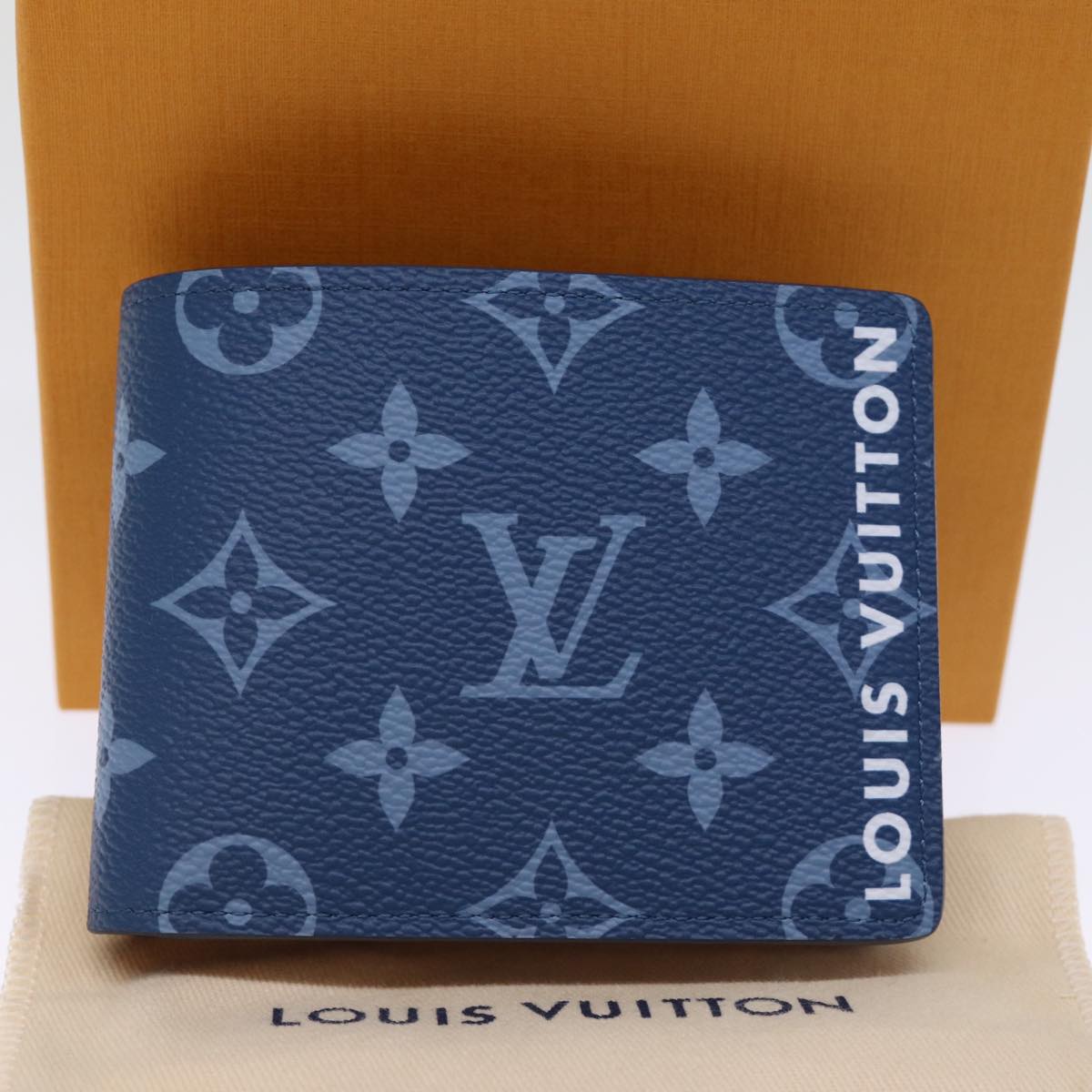 LOUIS VUITTON Monogram Portefeuille Slender Billfold Blue M82798 LV 77435S