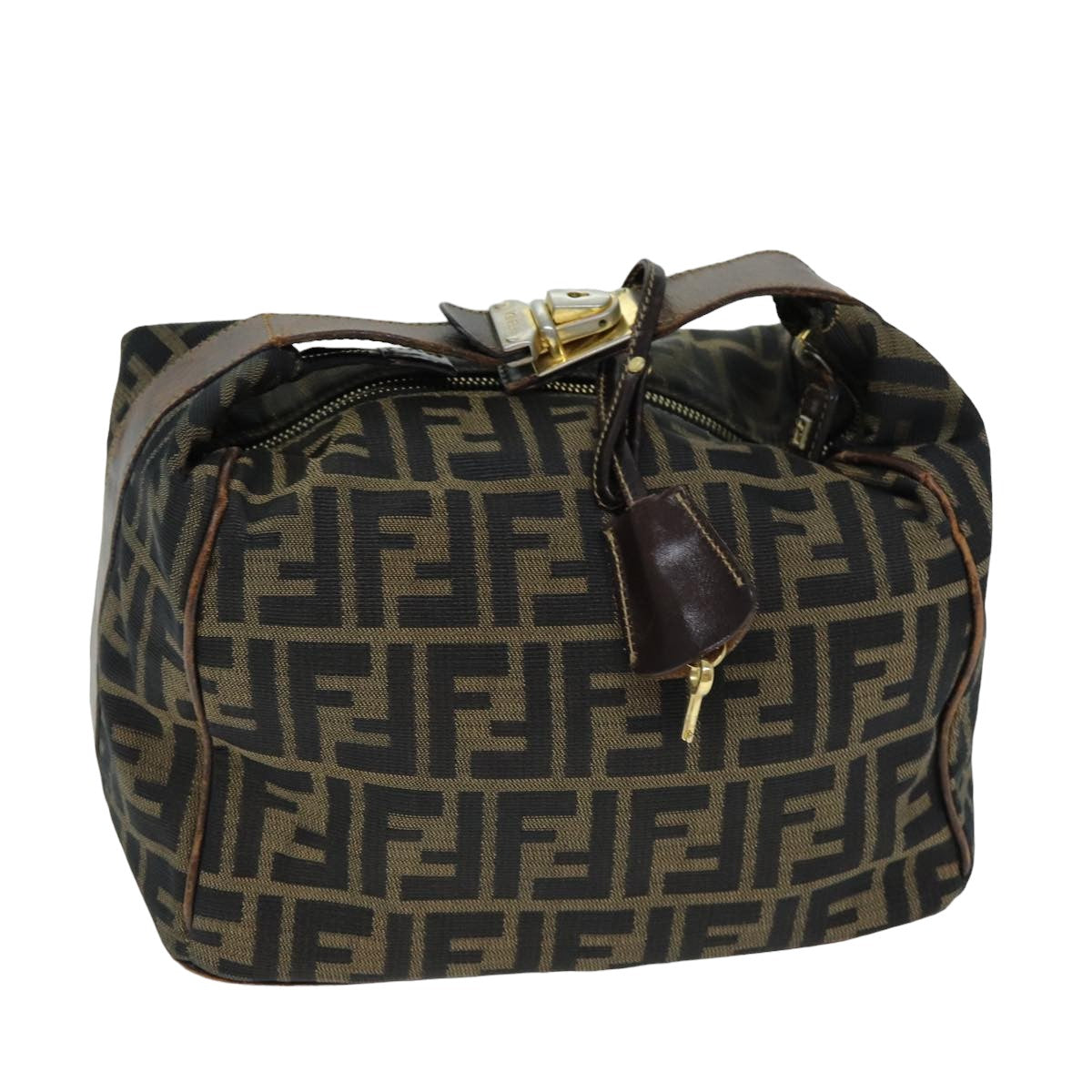 Luxury Fendi Zucca Canvas Vanity Cosmetic Pouch Brown Black77458