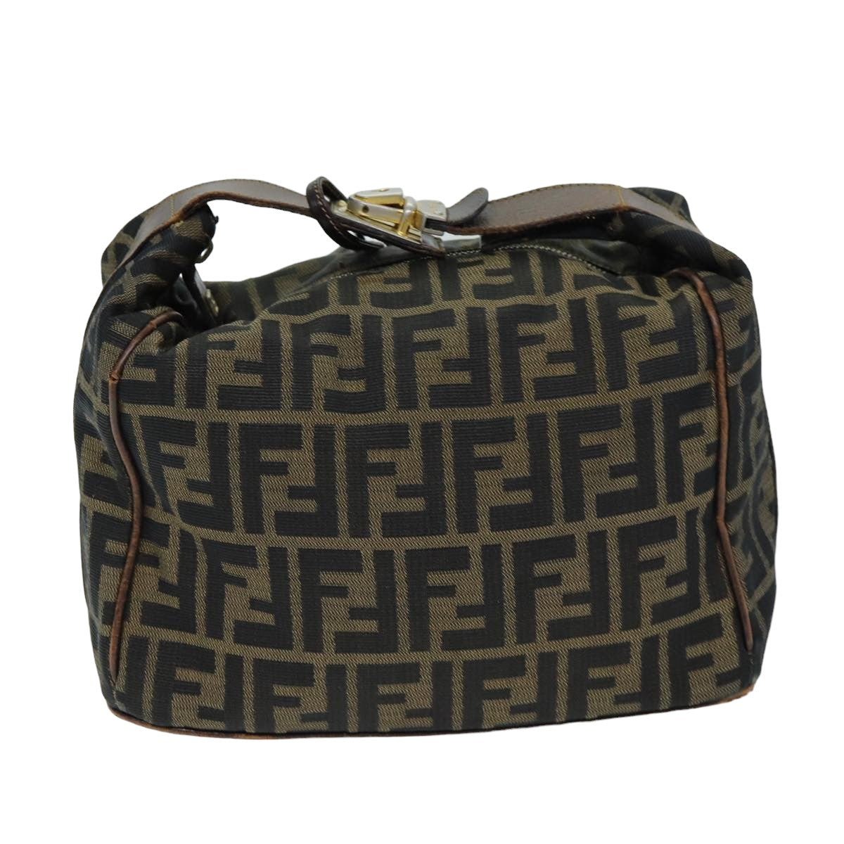 Luxury Fendi Zucca Canvas Vanity Cosmetic Pouch Brown Black77458