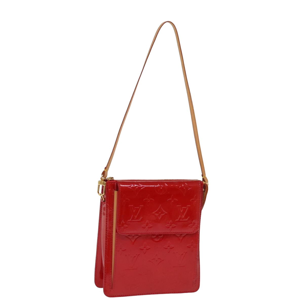 LOUIS VUITTON Monogram Vernis Motto Accessory Pouch Red M91137 LV 77464