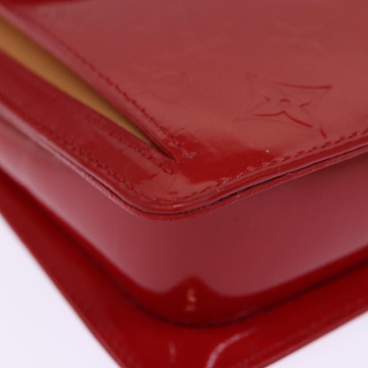 LOUIS VUITTON Monogram Vernis Motto Accessory Pouch Red M91137 LV 77464