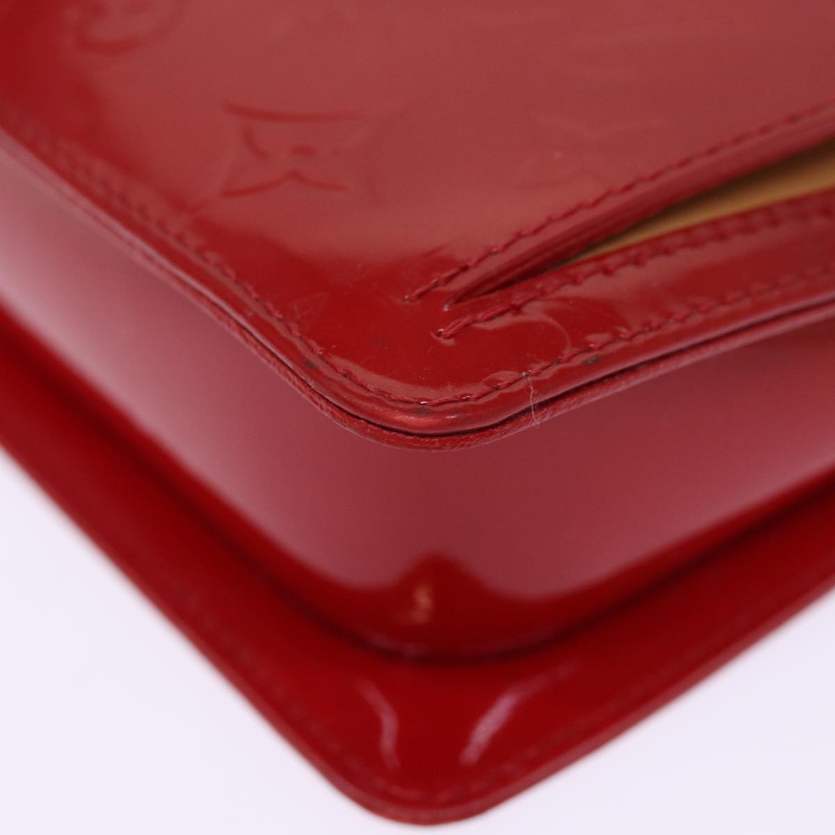 LOUIS VUITTON Monogram Vernis Motto Accessory Pouch Red M91137 LV 77464