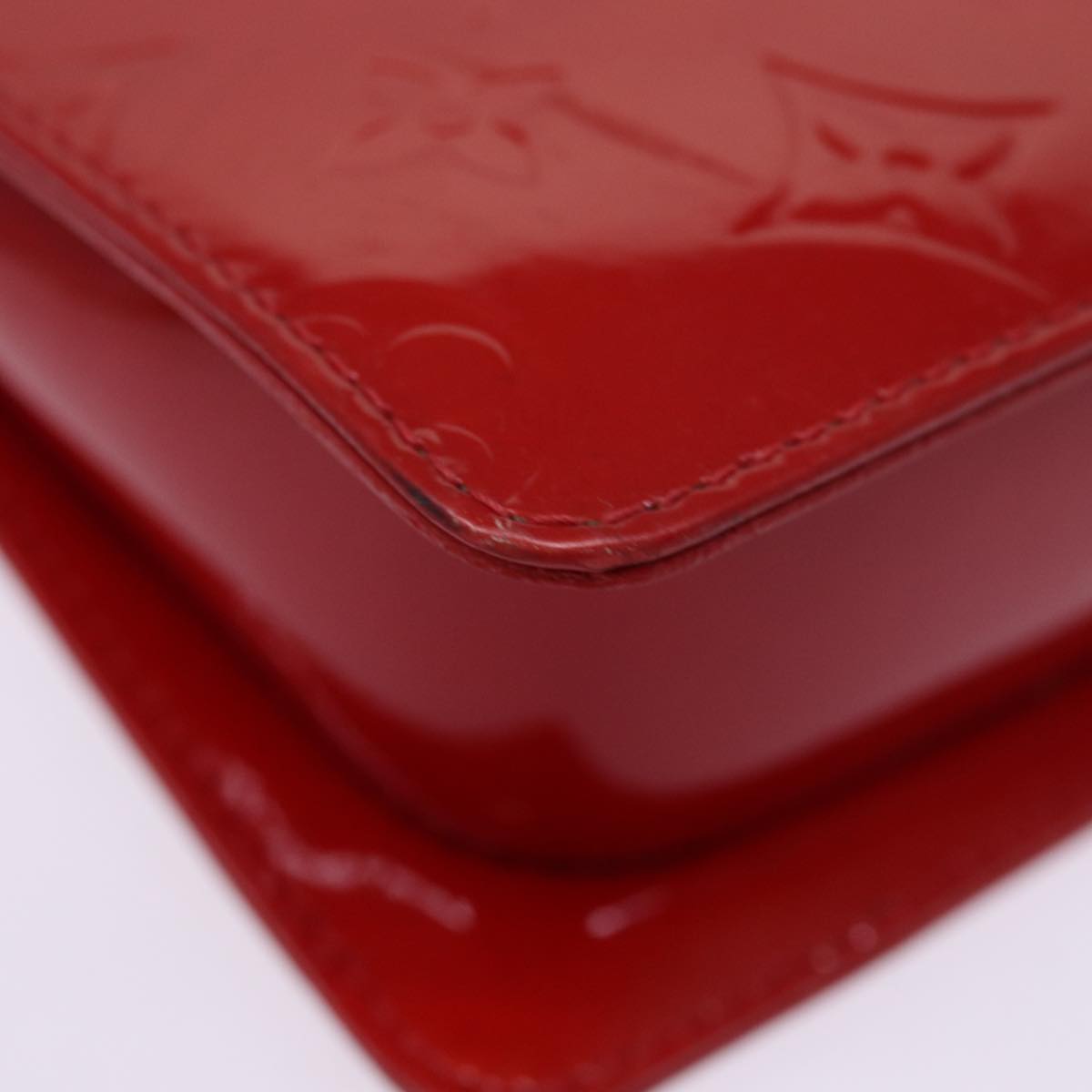 LOUIS VUITTON Monogram Vernis Motto Accessory Pouch Red M91137 LV 77464