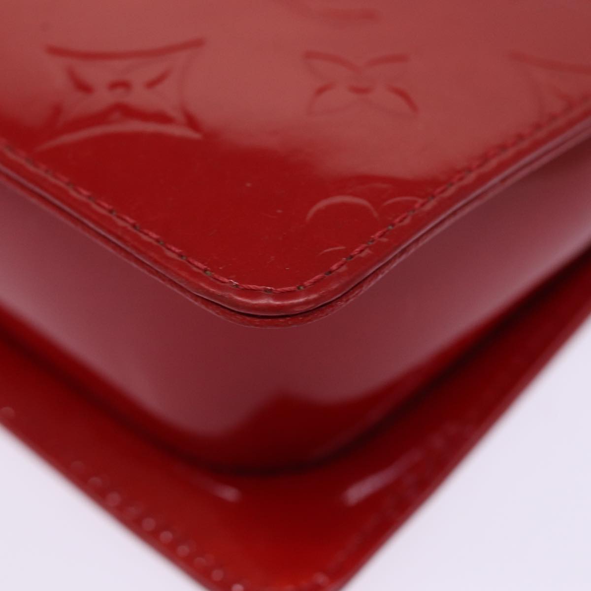 LOUIS VUITTON Monogram Vernis Motto Accessory Pouch Red M91137 LV 77464