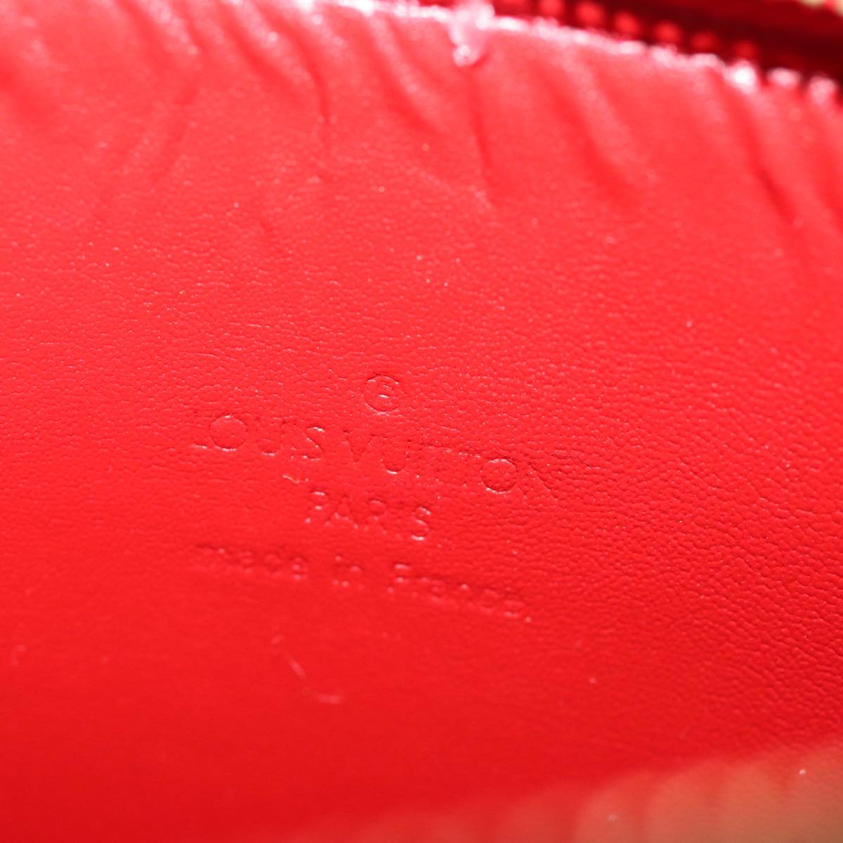 LOUIS VUITTON Monogram Vernis Motto Accessory Pouch Red M91137 LV 77464