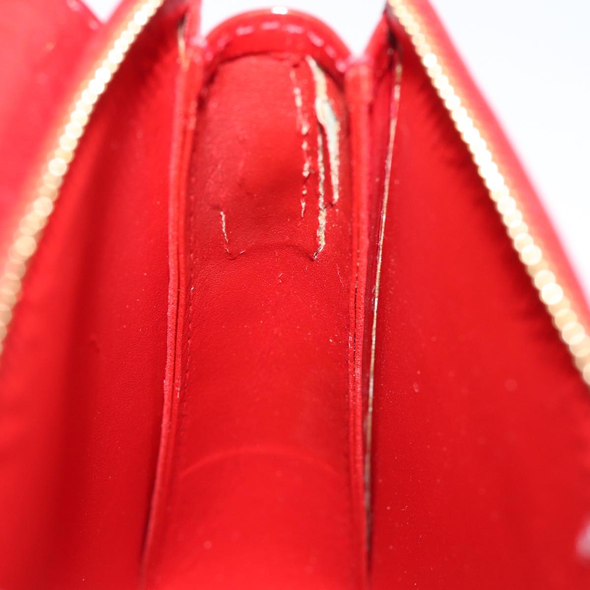 LOUIS VUITTON Monogram Vernis Motto Accessory Pouch Red M91137 LV 77464
