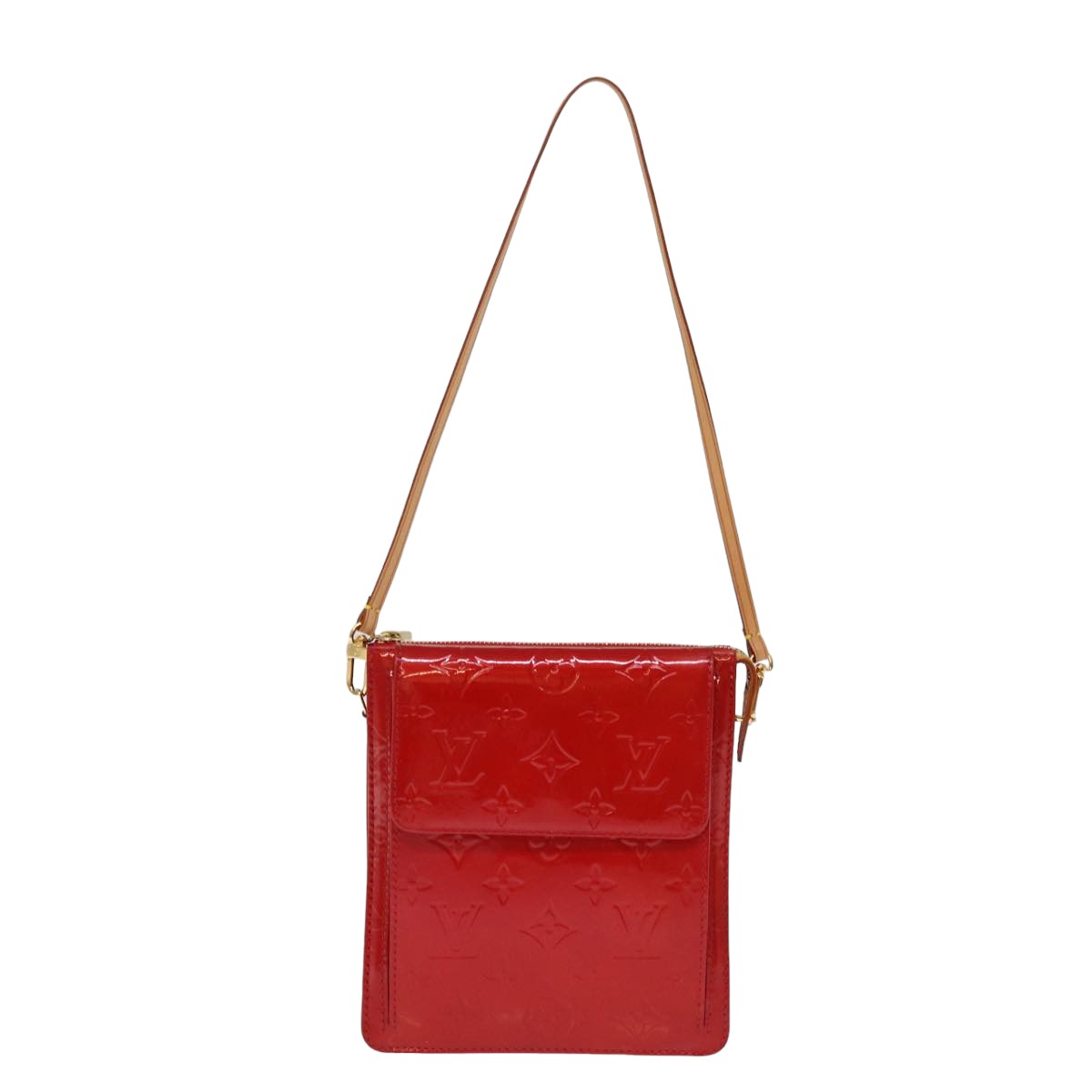 LOUIS VUITTON Monogram Vernis Motto Accessory Pouch Red M91137 LV 77464