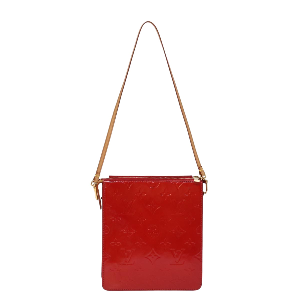 LOUIS VUITTON Monogram Vernis Motto Accessory Pouch Red M91137 LV 77464