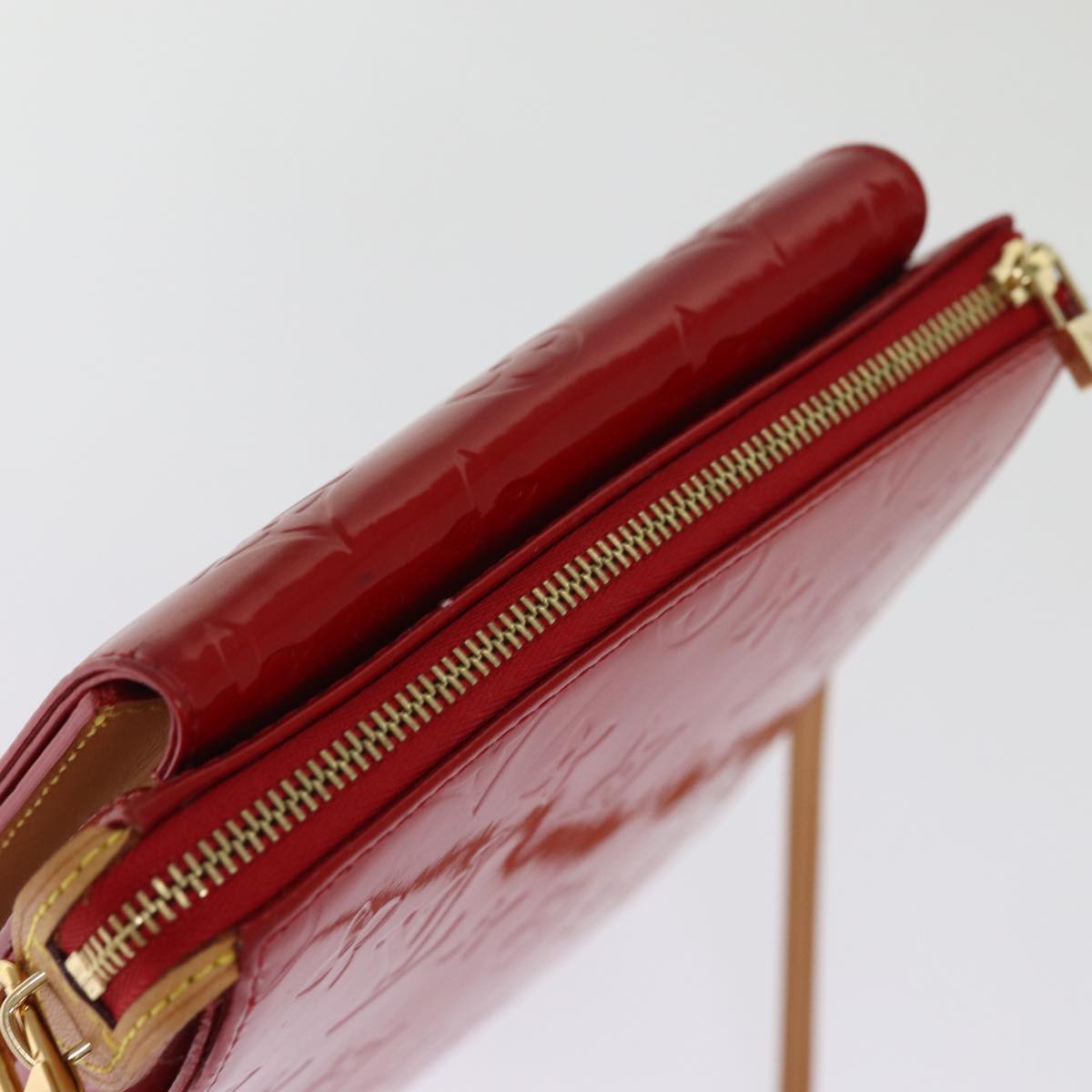 LOUIS VUITTON Monogram Vernis Motto Accessory Pouch Red M91137 LV 77464